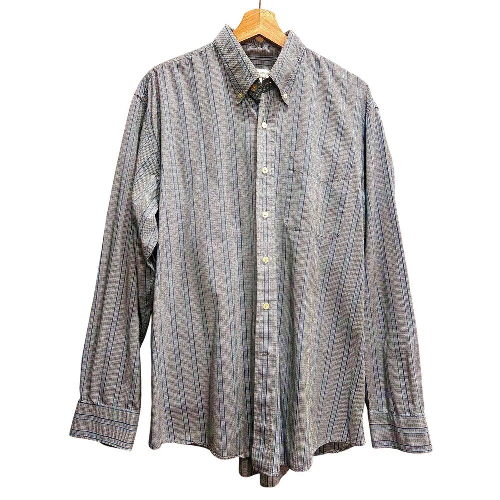 Cutter & Buck Blue Striped Button Down Shirt Mens Large Tailored Fit